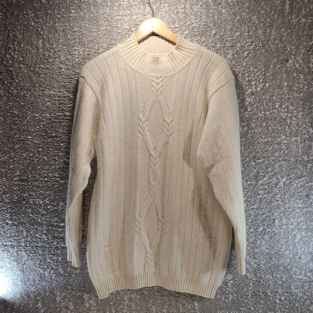 United Colors Of Benetton‎ Beige Italy Made Angora, Wool Cable Knit Sweater M